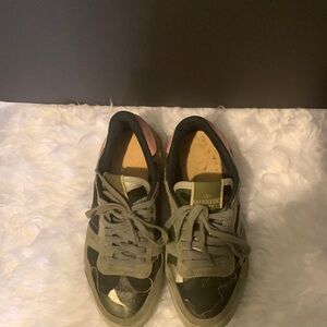 Valentino Green and Black Camouflage‎ Sneakers